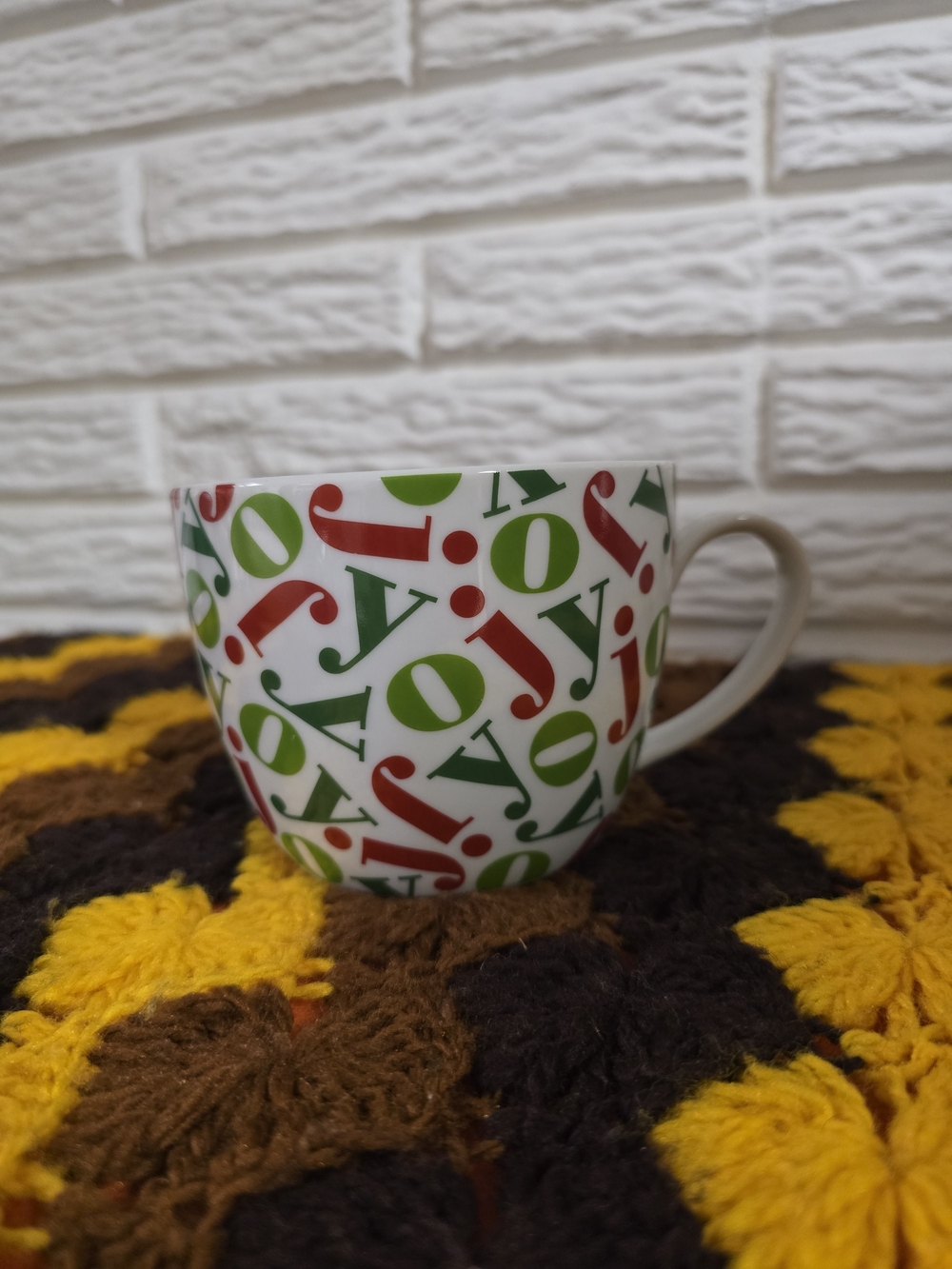 Crate & Barrel JOY Christmas Mug